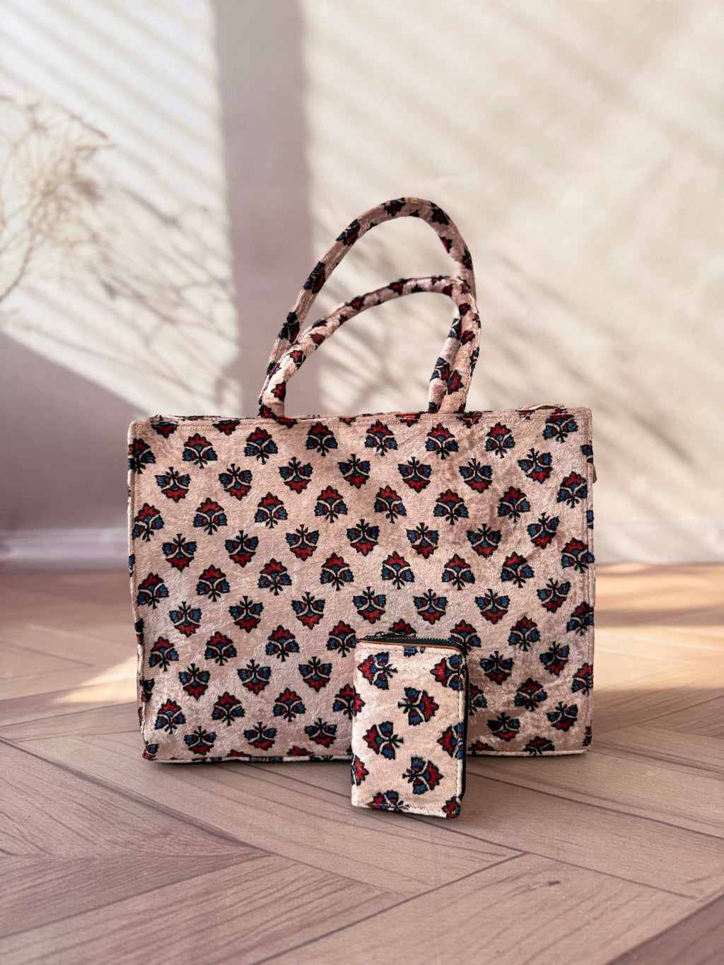 Welvet Ajarakh Tote Bag & Wallet Combo