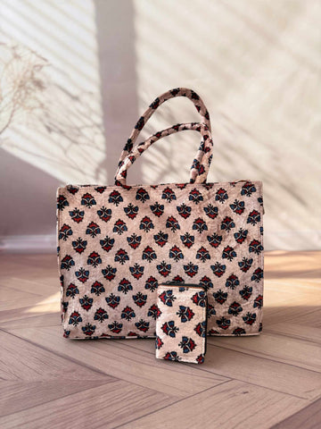Welvet Ajarakh Tote Bag & Wallet Combo