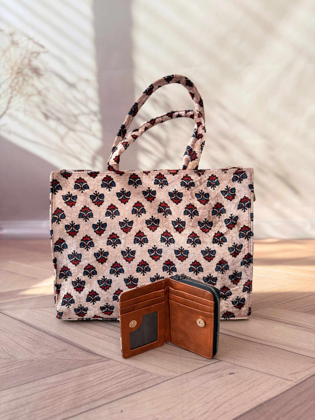 Welvet Ajarakh Tote Bag & Wallet Combo