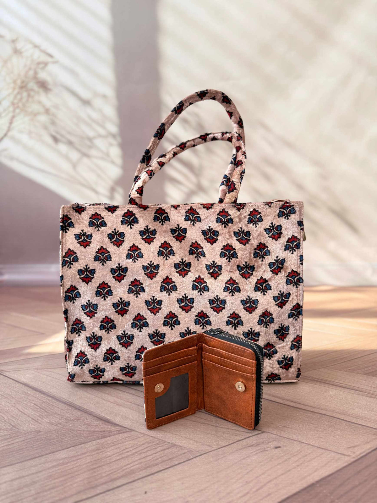 Welvet Ajarakh Tote Bag & Wallet Combo