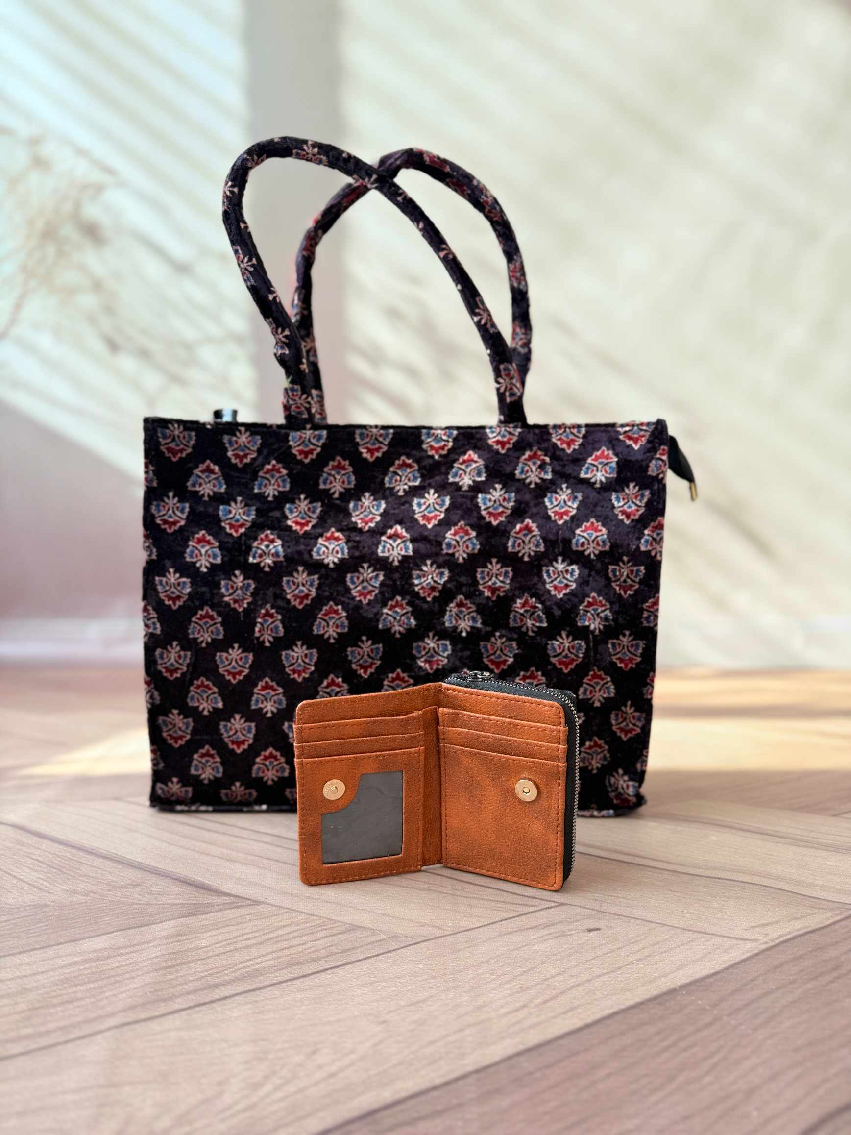 Welvet Ajarakh Tote Bag & Wallet Combo