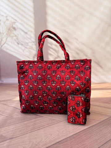 Welvet Ajarakh Tote Bag & Wallet Combo