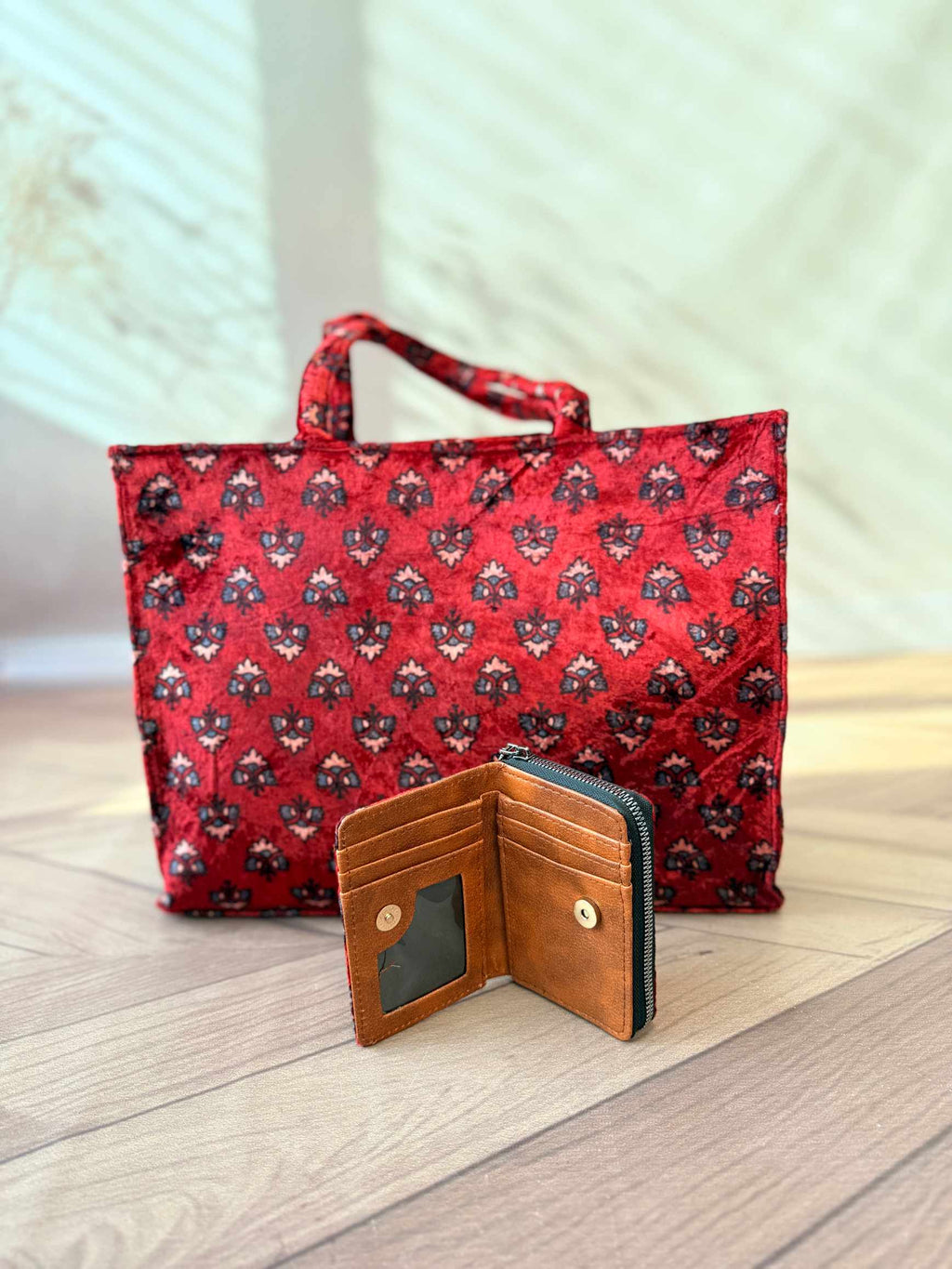Welvet Ajarakh Tote Bag & Wallet Combo