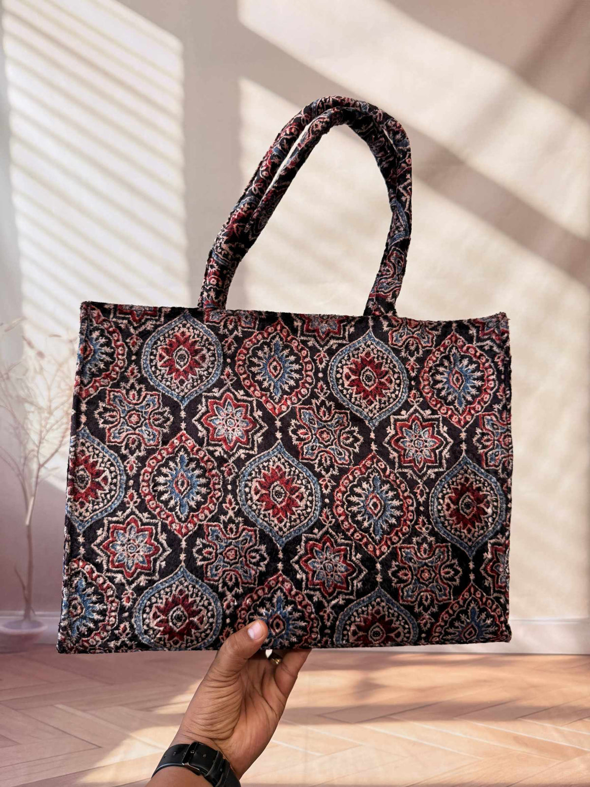 Welvet Ajarakh Tote Bag & Wallet Combo