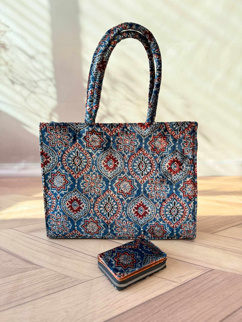 Welvet Ajarakh Tote Bag & Wallet Combo