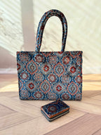Welvet Ajarakh Tote Bag & Wallet Combo