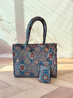 Welvet Ajarakh Tote Bag & Wallet Combo