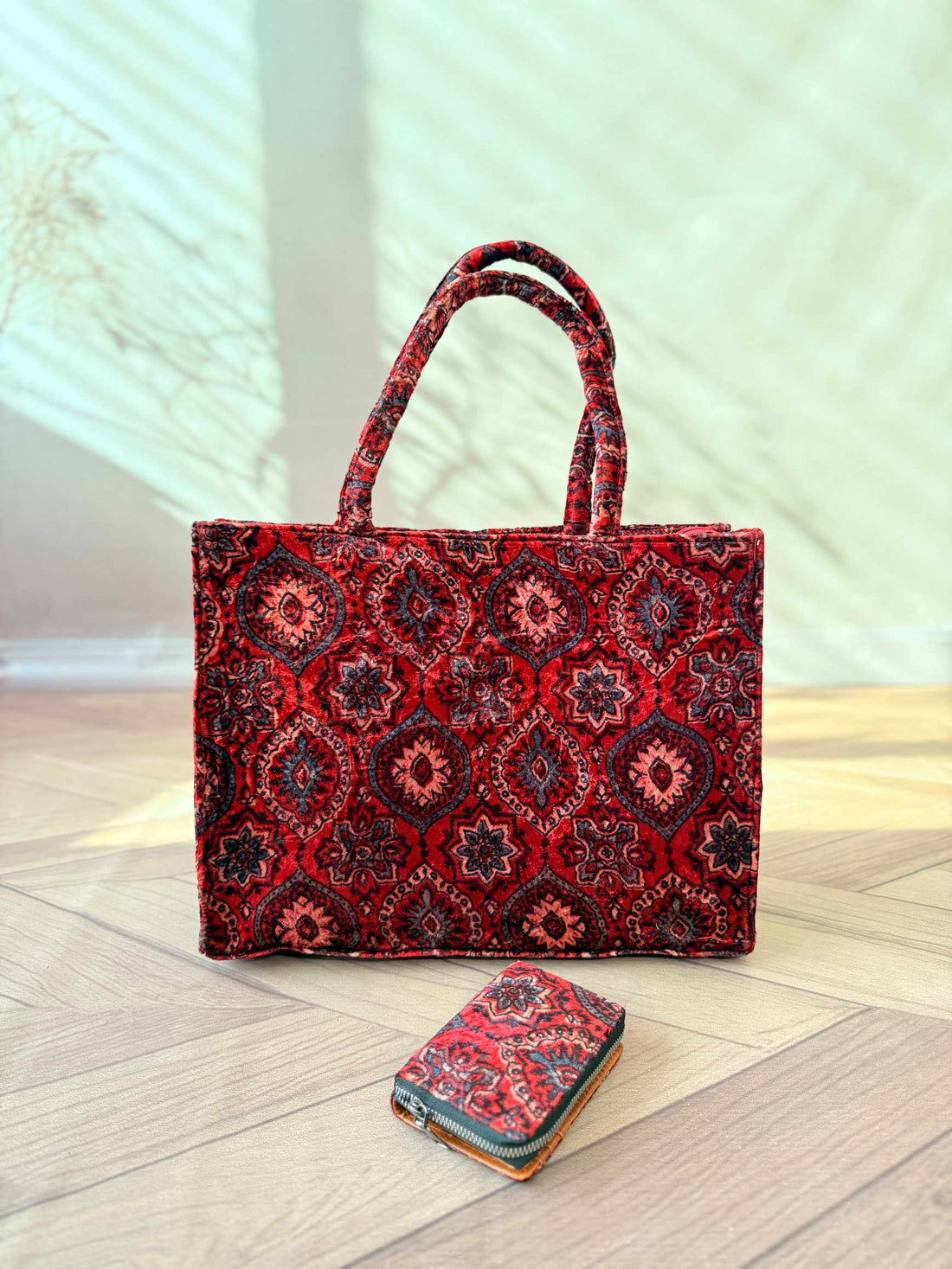 Welvet Ajarakh Tote Bag & Wallet Combo