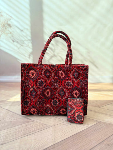 Welvet Ajarakh Tote Bag & Wallet Combo