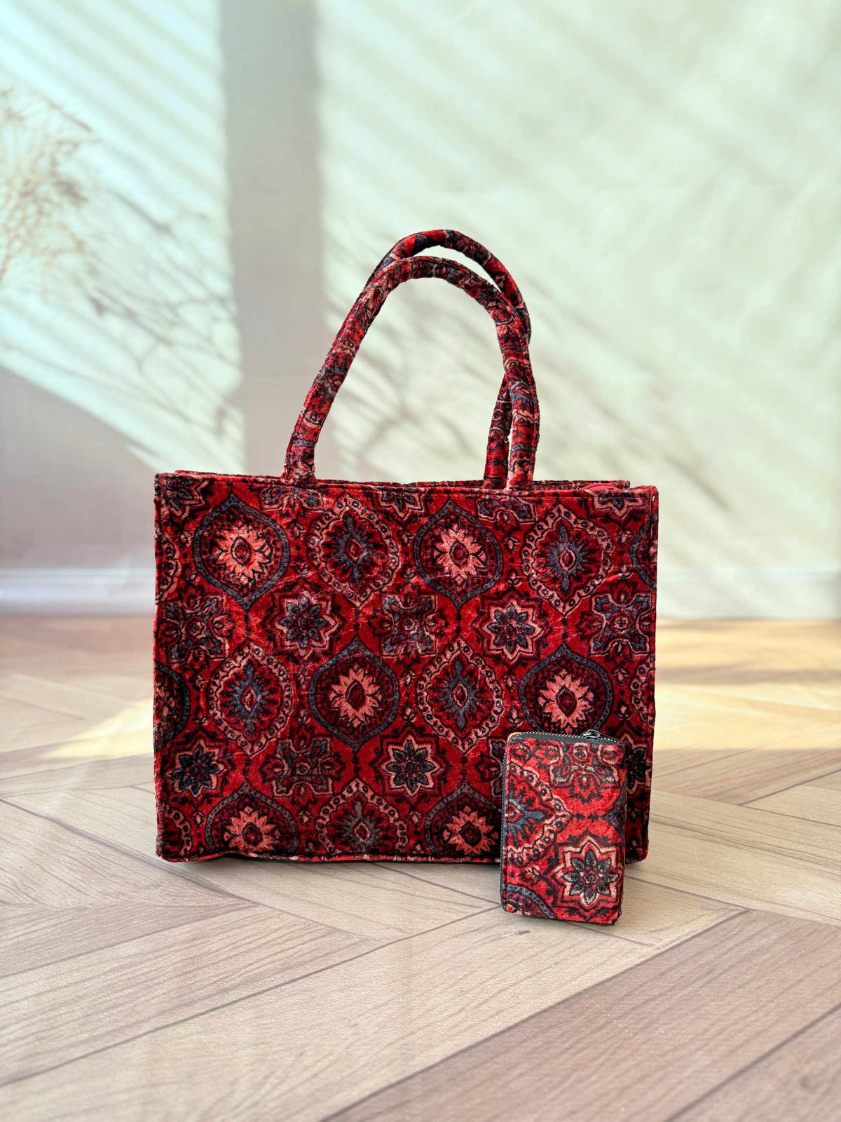 Welvet Ajarakh Tote Bag & Wallet Combo
