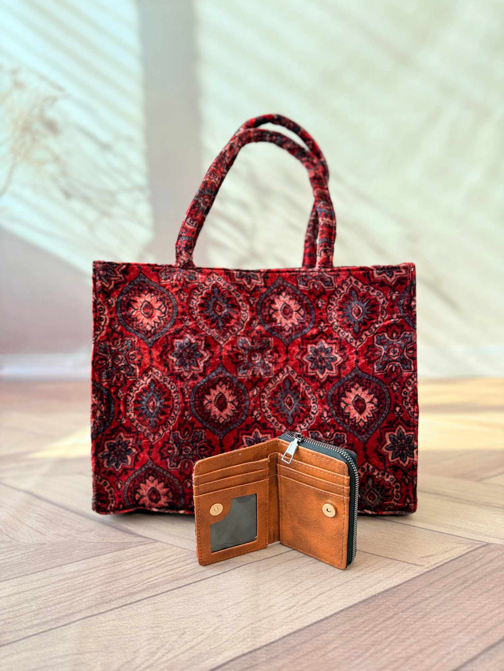 Welvet Ajarakh Tote Bag & Wallet Combo