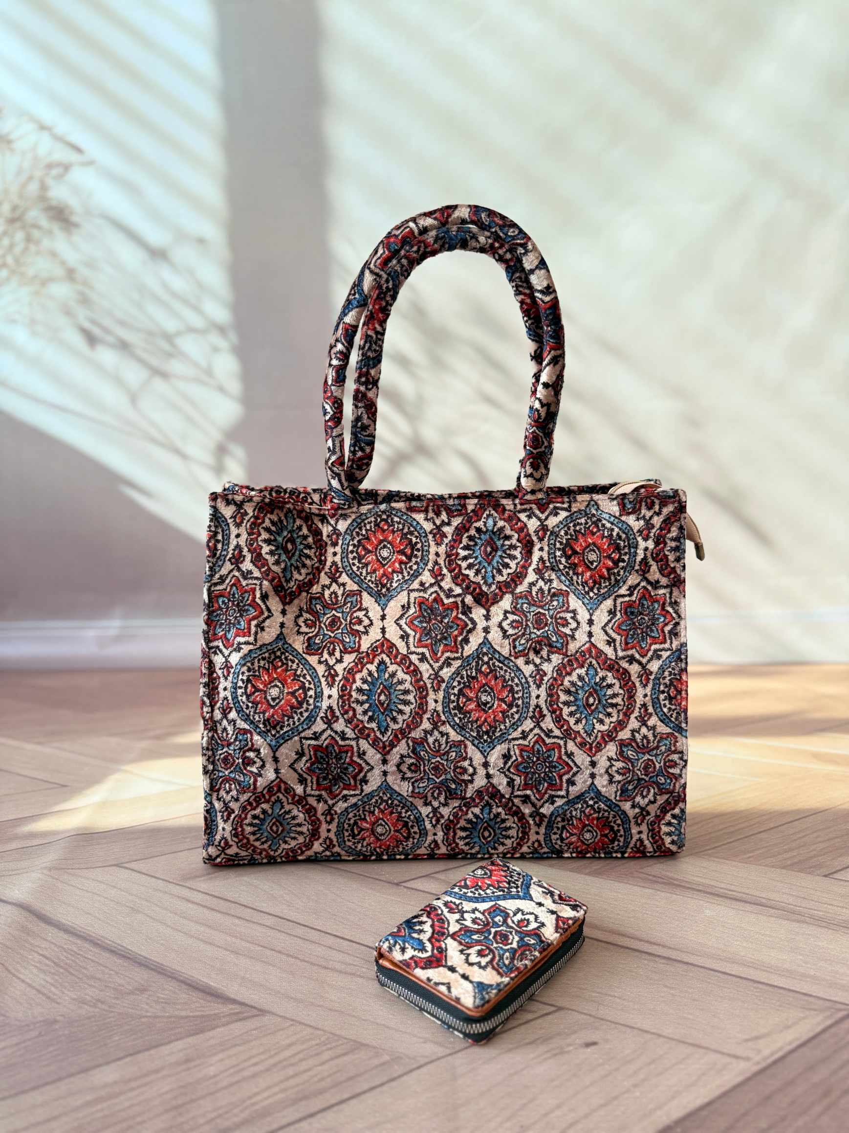 Welvet Ajarakh Tote Bag & Wallet Combo