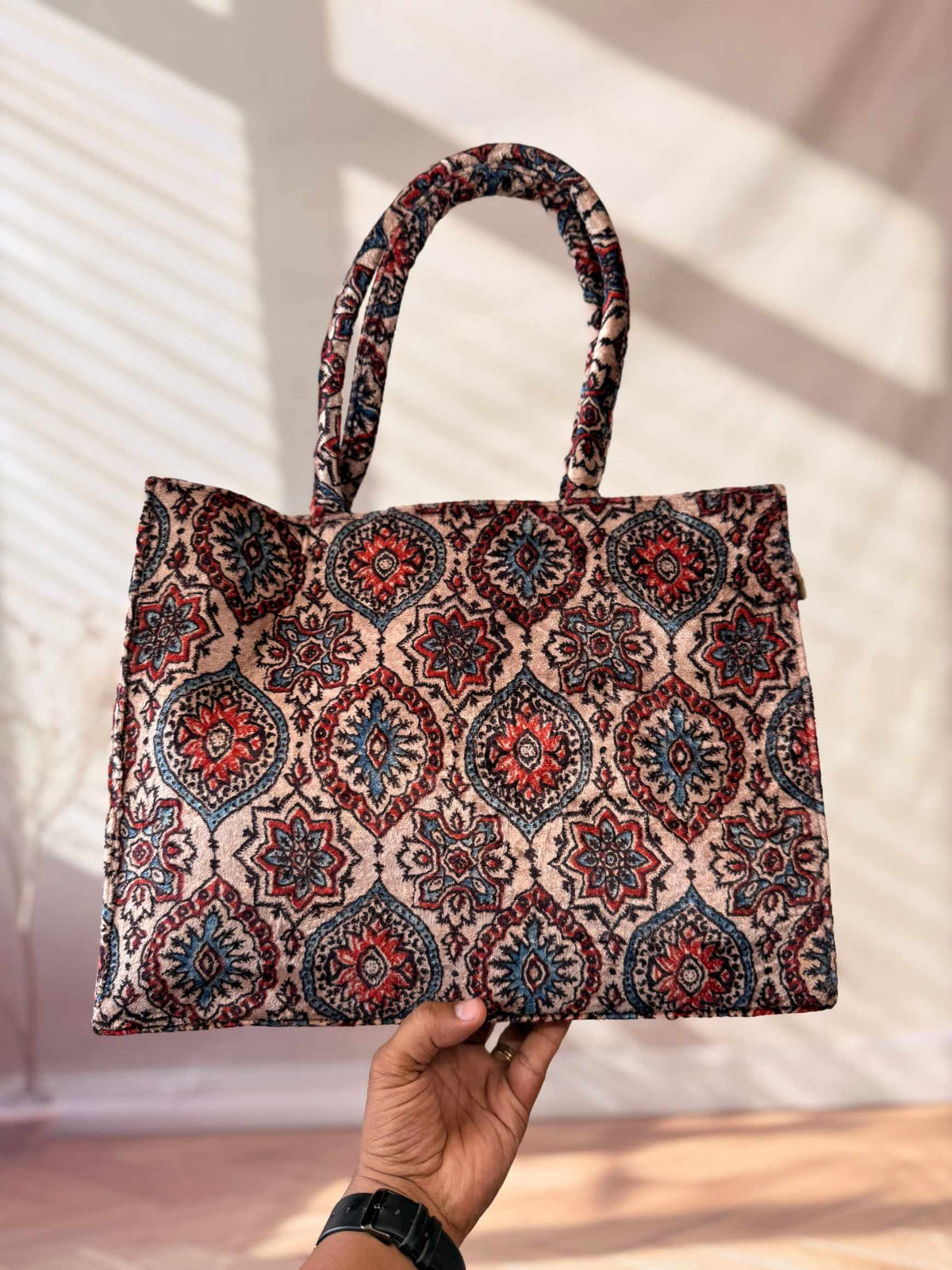 Welvet Ajarakh Tote Bag & Wallet Combo