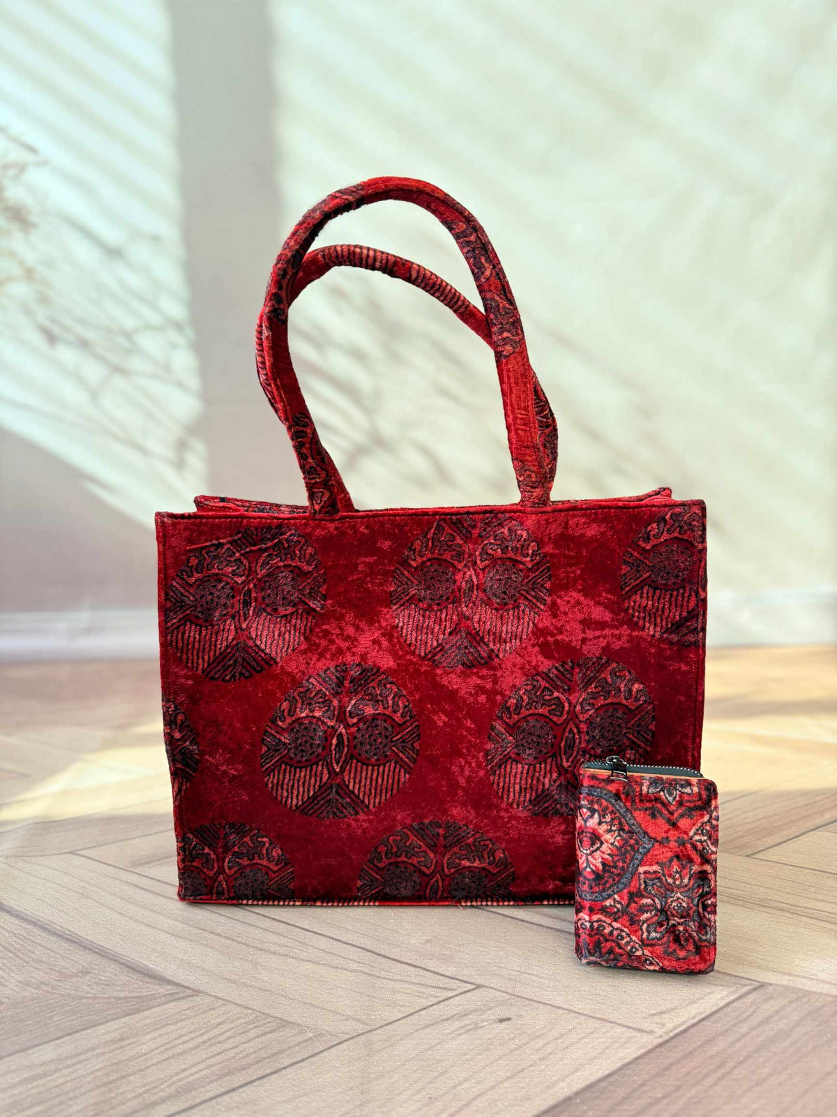 Welvet Ajarakh Tote Bag & Wallet Combo