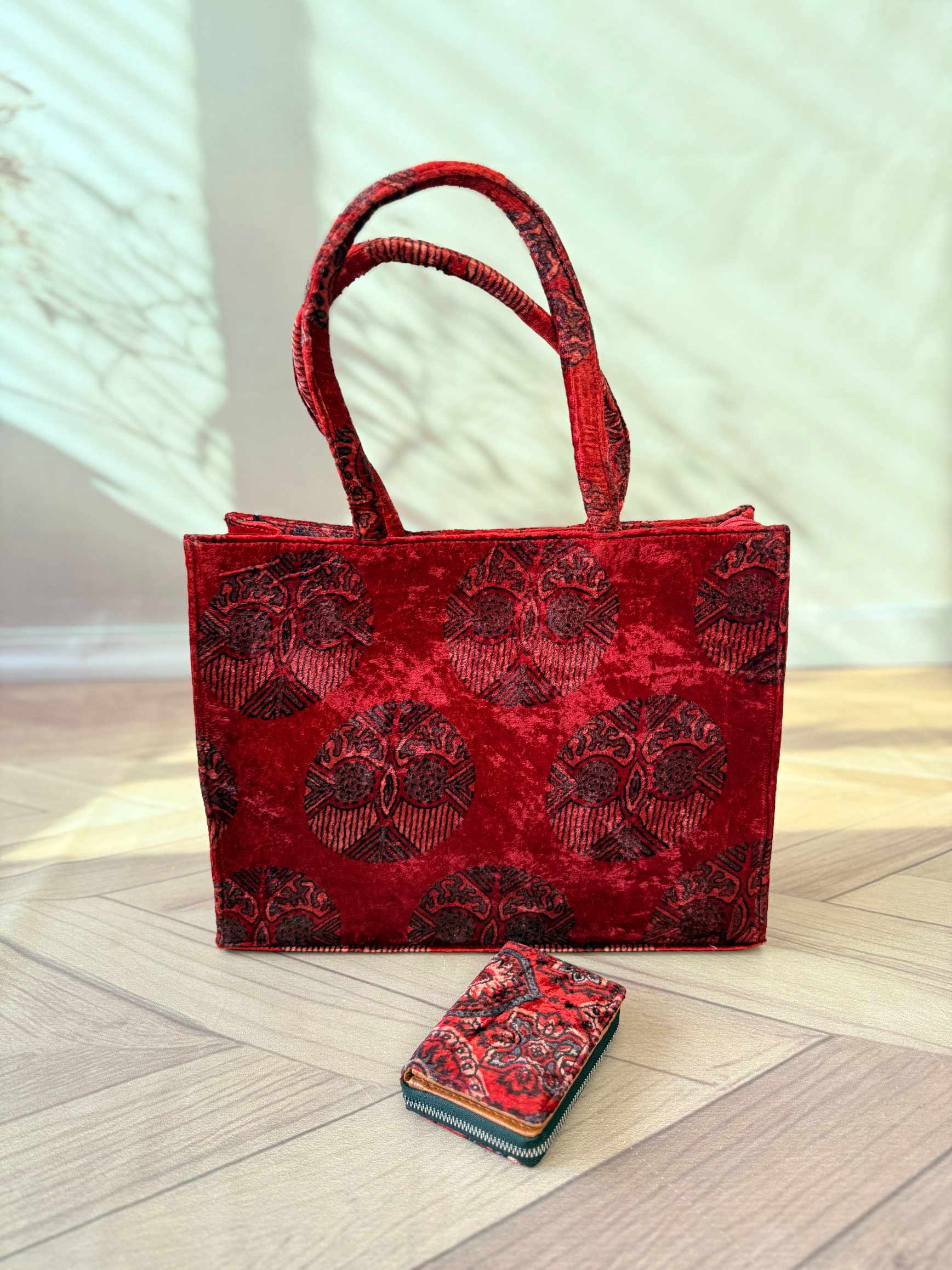 Welvet Ajarakh Tote Bag & Wallet Combo