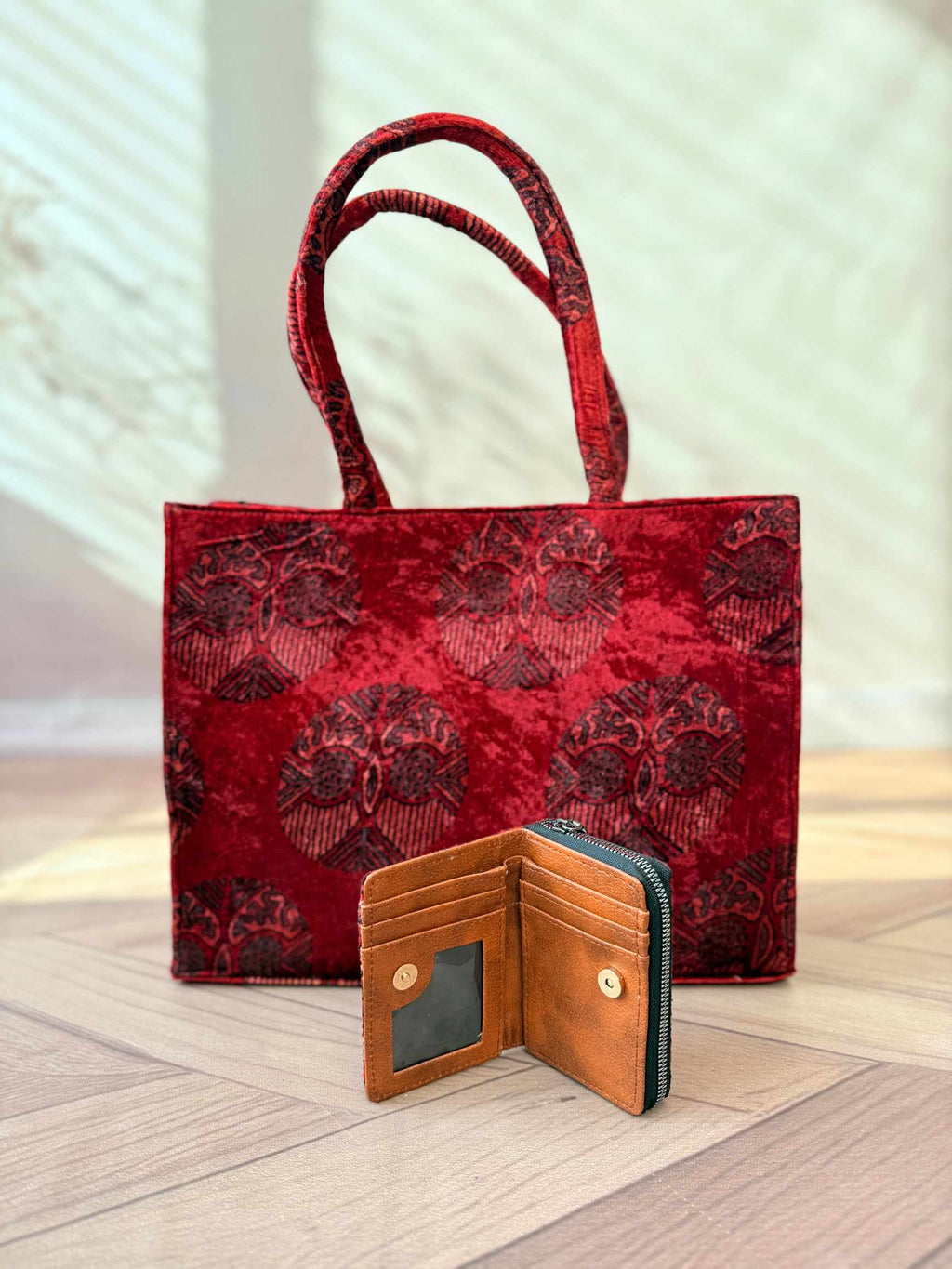 Welvet Ajarakh Tote Bag & Wallet Combo