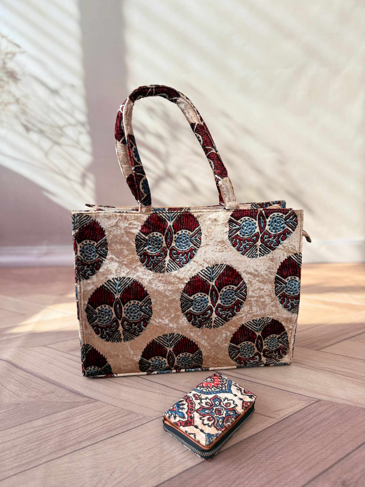 Welvet Ajarakh Tote Bag & Wallet Combo