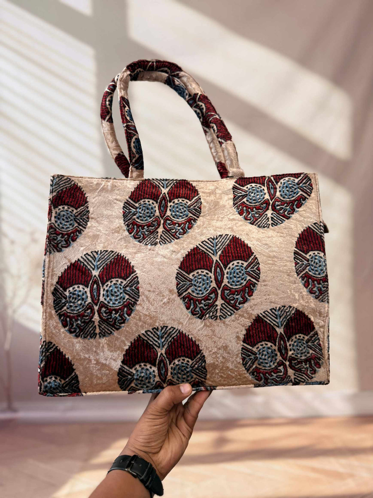 Welvet Ajarakh Tote Bag & Wallet Combo