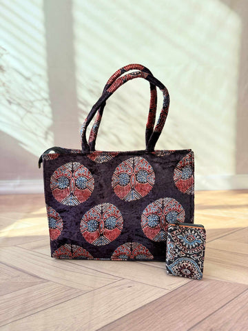 Welvet Ajarakh Tote Bag & Wallet Combo