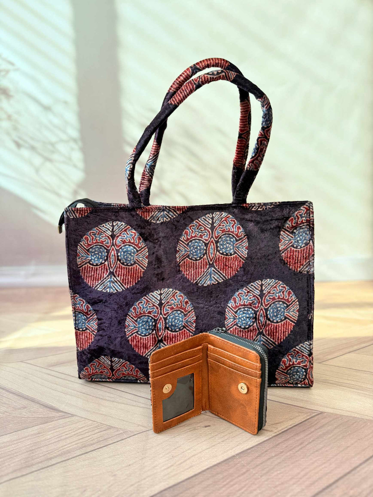 Welvet Ajarakh Tote Bag & Wallet Combo