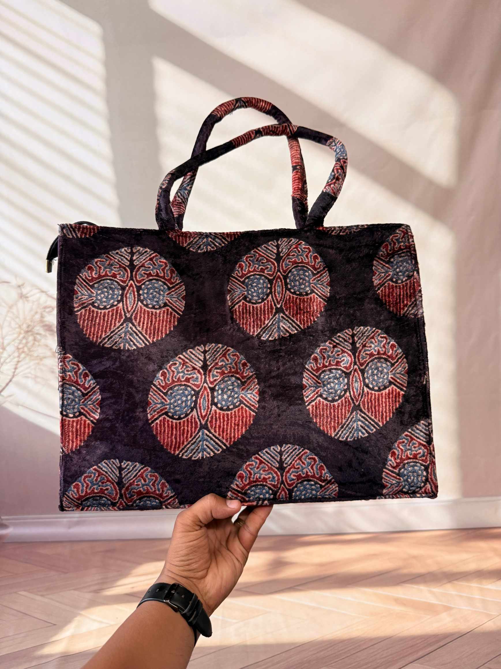 Welvet Ajarakh Tote Bag & Wallet Combo