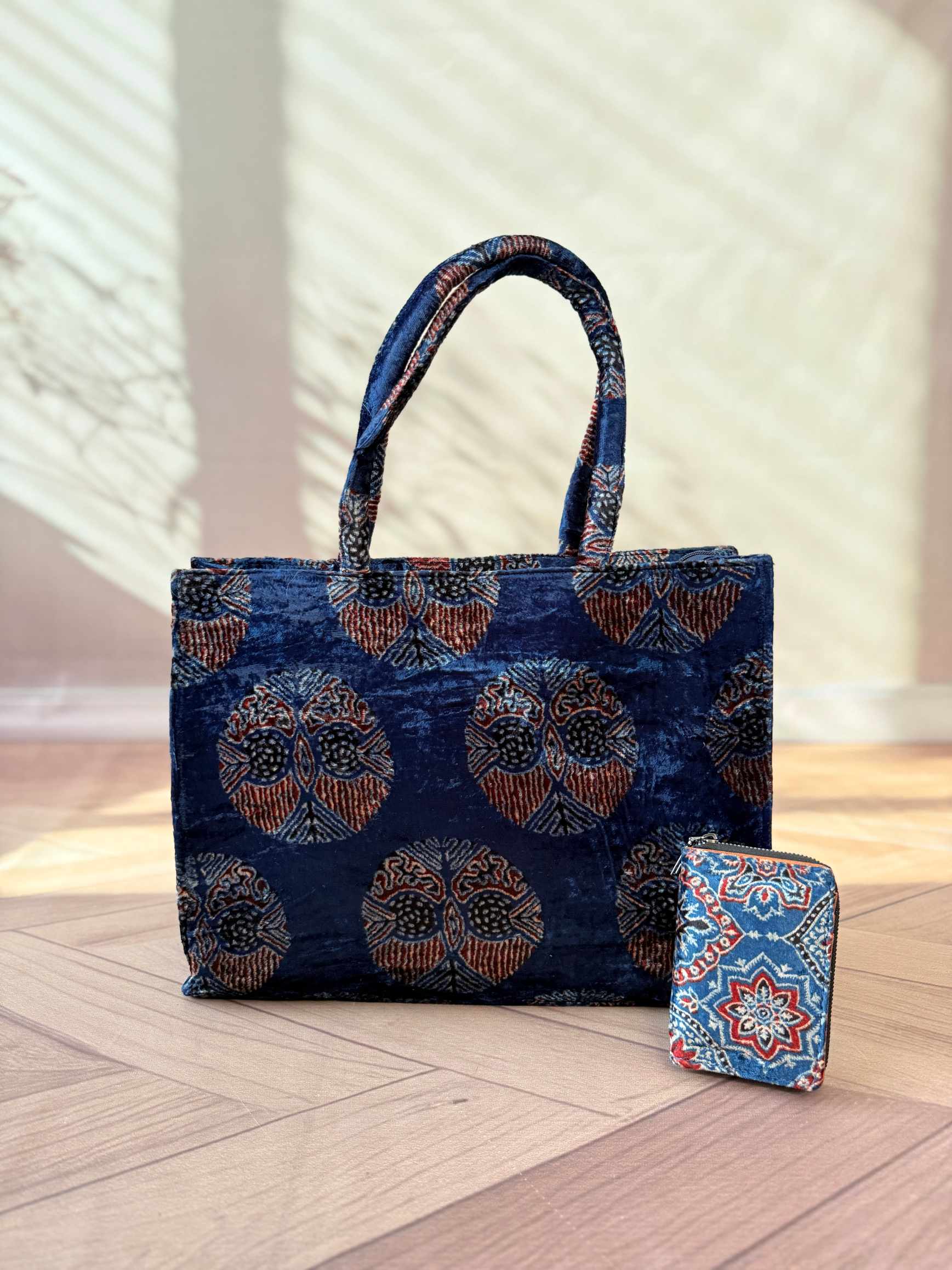 Welvet Ajarakh Tote Bag & Wallet Combo