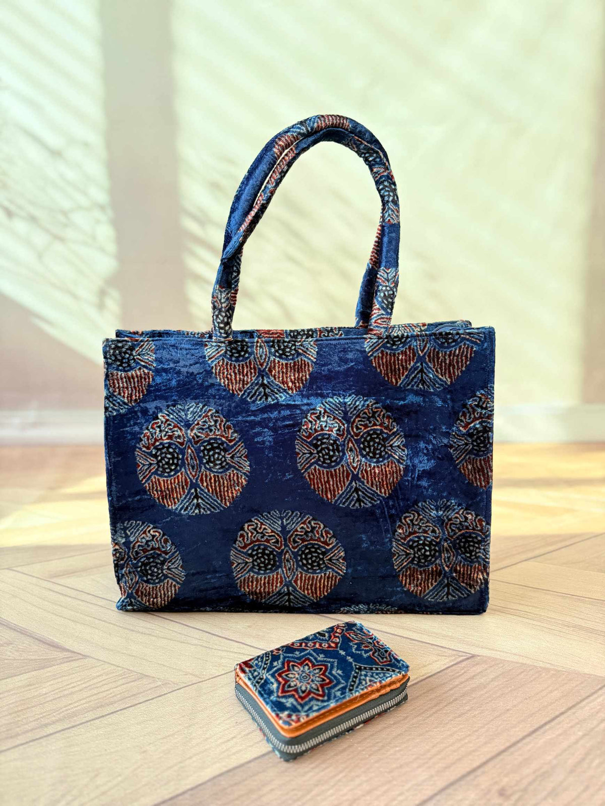 Welvet Ajarakh Tote Bag & Wallet Combo