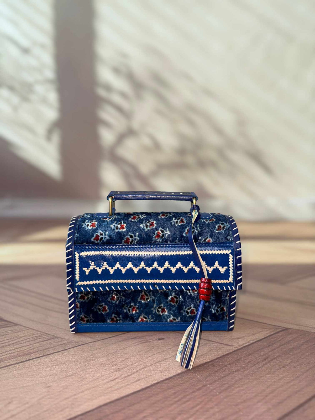 Indigo Ajarakh Velvet - The Hut Bag