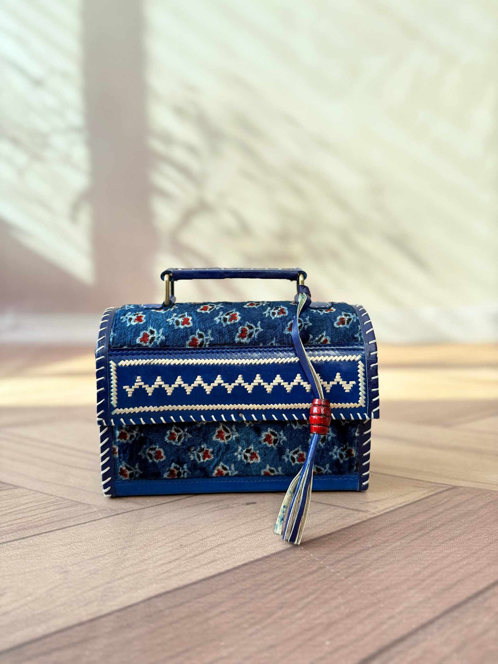 Indigo Ajarakh Velvet - The Hut Bag