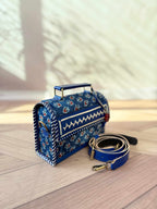 Indigo Ajarakh Velvet - The Hut Bag