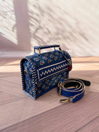 Indigo Ajarakh Velvet - The Hut Bag