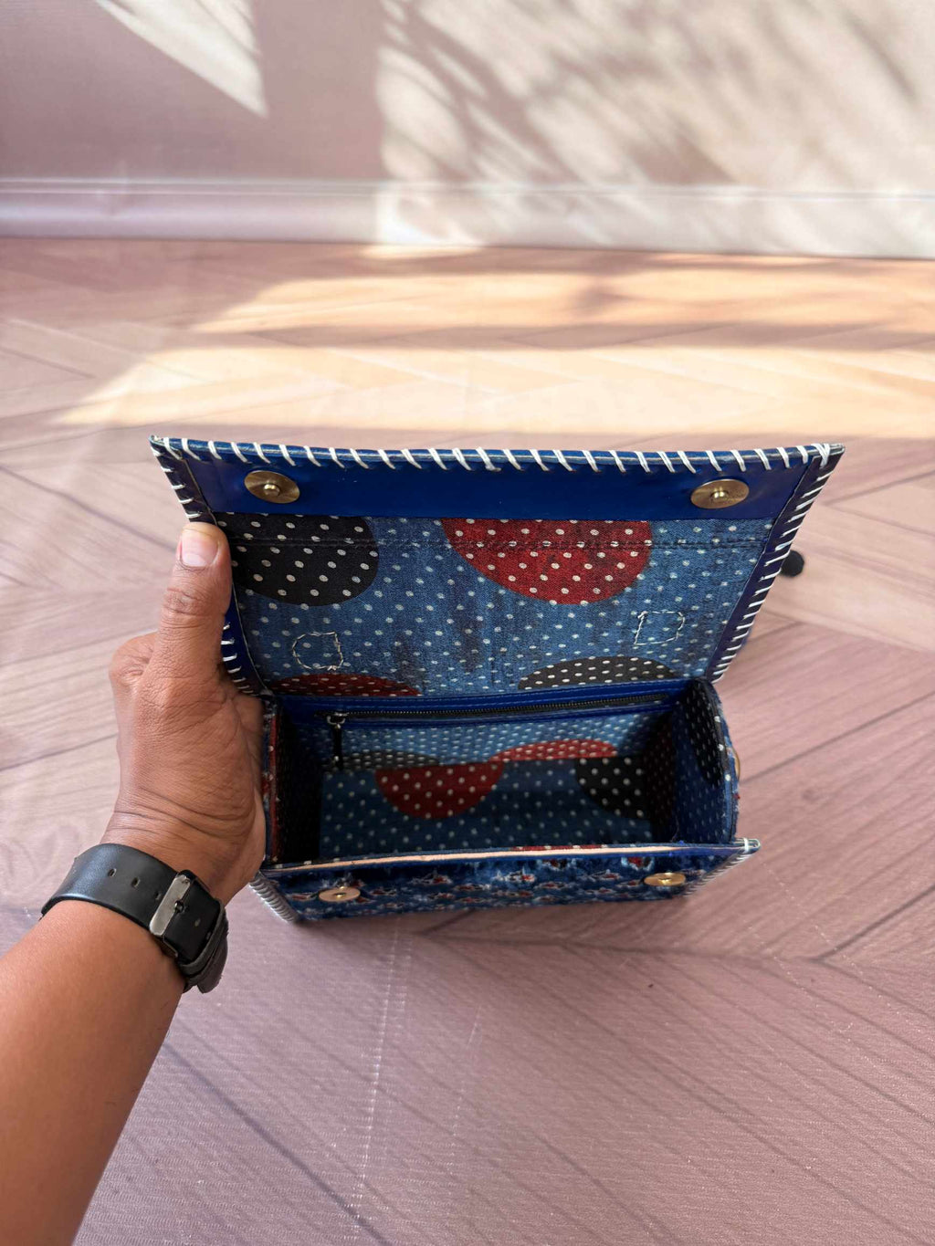 Indigo Ajarakh Velvet - The Hut Bag