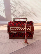 Maroon Ajarakh Velvet - The Hut Bag