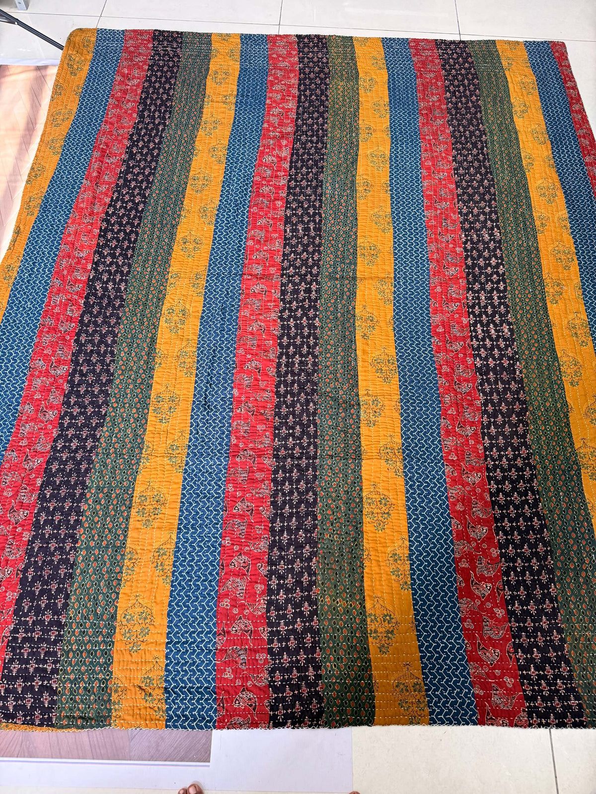 Handcrafted Ajarakh Patchwork Cotton Quilt / Rajai /Bedcover