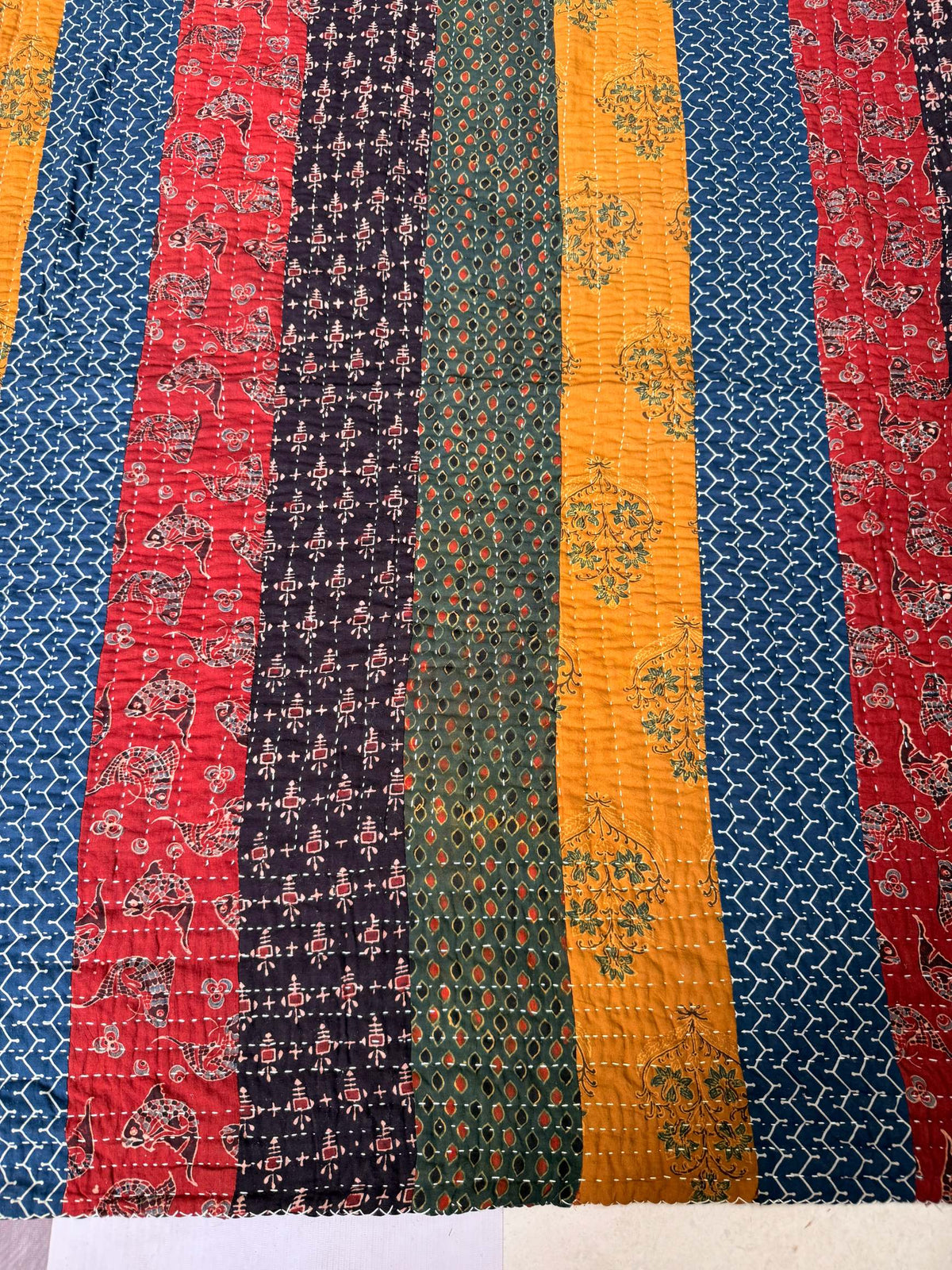 Handcrafted Ajarakh Patchwork Cotton Quilt / Rajai /Bedcover