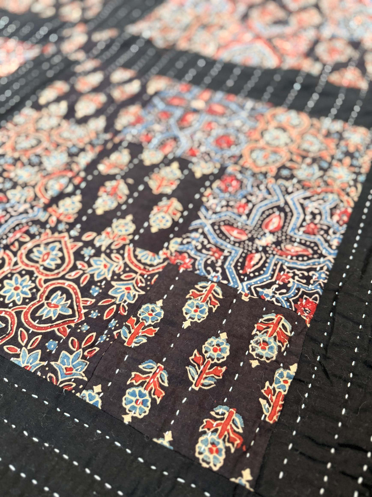 Handcrafted Ajarakh Patchwork Cotton Quilt / Rajai /Bedcover