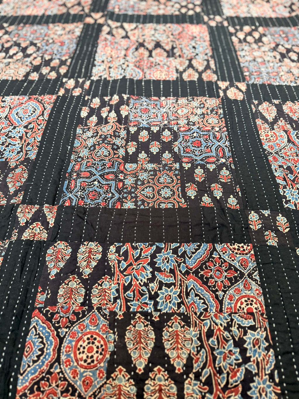 Handcrafted Ajarakh Patchwork Cotton Quilt / Rajai /Bedcover