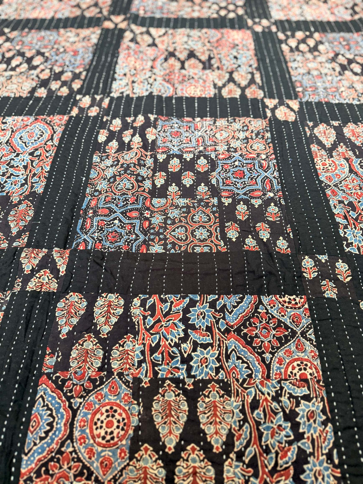 Handcrafted Ajarakh Patchwork Cotton Quilt / Rajai /Bedcover