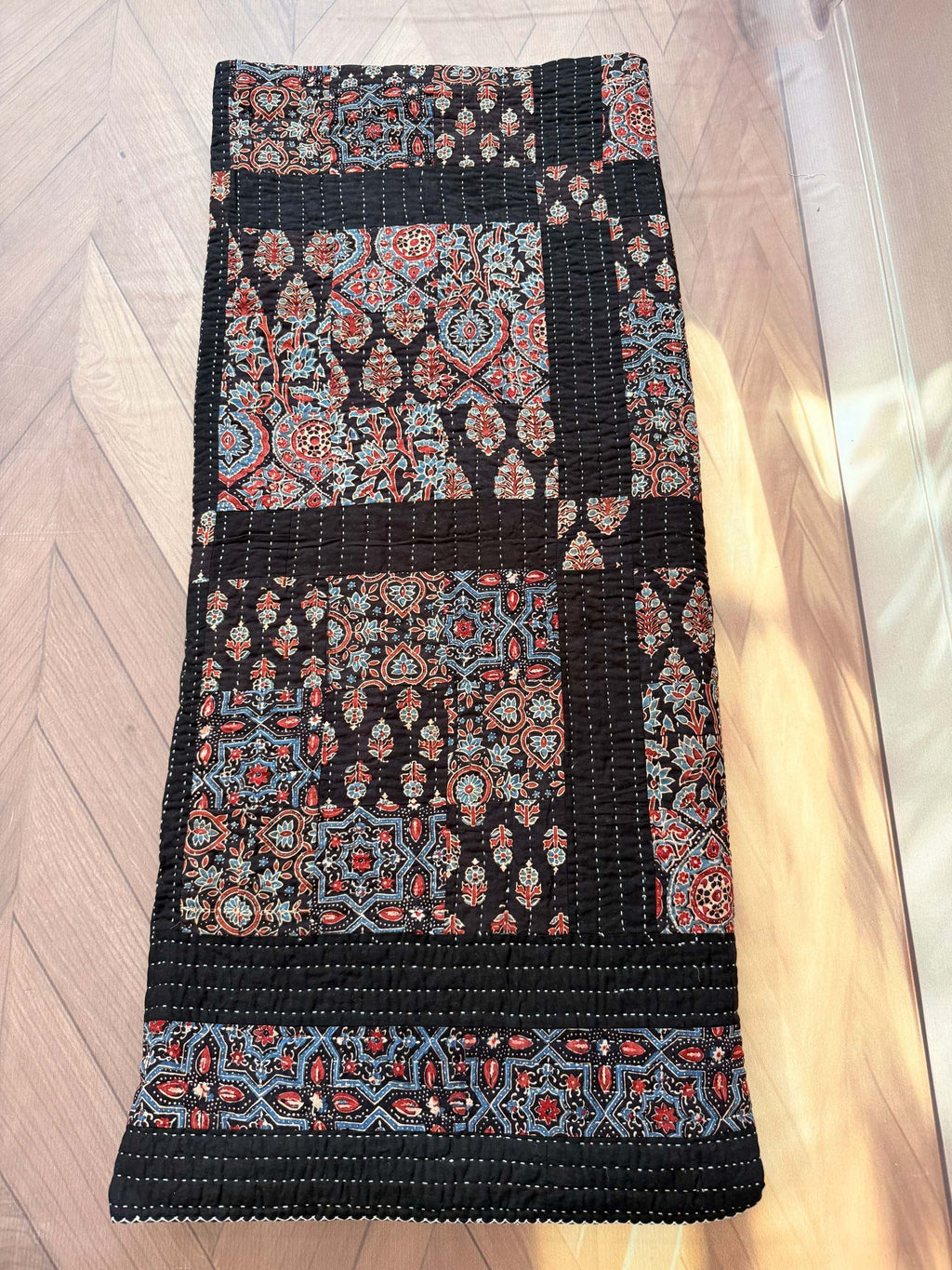 Handcrafted Ajarakh Patchwork Cotton Quilt / Rajai /Bedcover