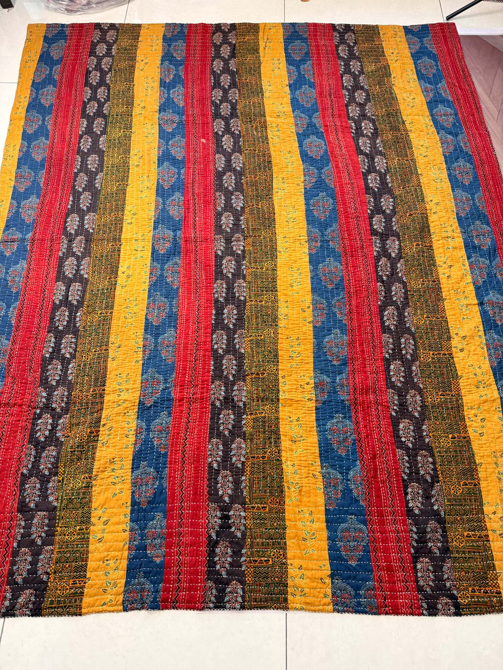 Handcrafted Ajarakh Patchwork Cotton Quilt / Rajai /Bedcover