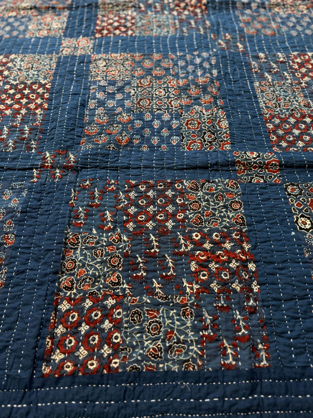 Handcrafted Ajarakh Patchwork Cotton Quilt / Rajai /Bedcover