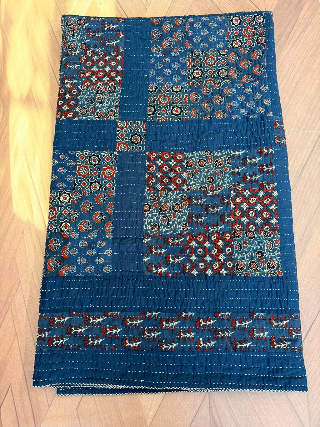 Handcrafted Ajarakh Patchwork Cotton Quilt / Rajai /Bedcover