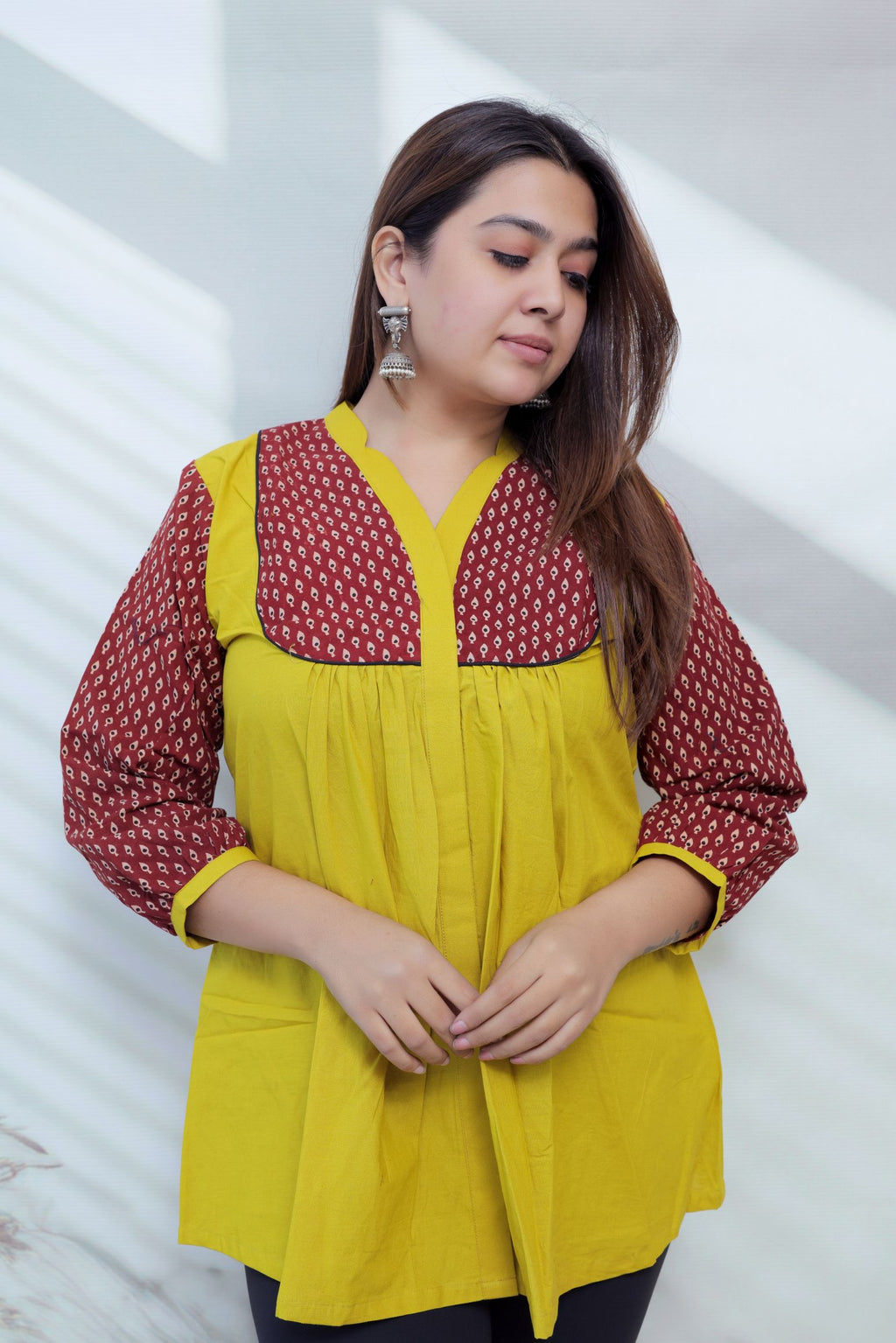 Kiara Plain-Ajarakh Cotton Short Top