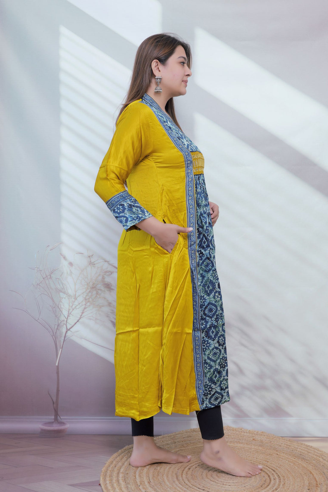 Ira Ajarakh Modal Silk Flap & Mirror Long  Kurti/One Piece