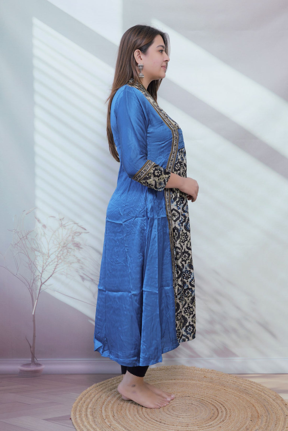 Ira Ajarakh Modal Silk Flap & Mirror Long  Kurti/One Piece