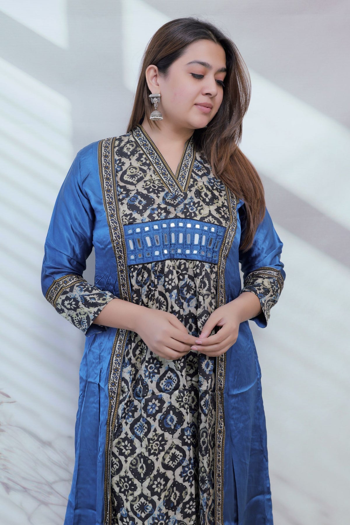 Ira Ajarakh Modal Silk Flap & Mirror Long  Kurti/One Piece