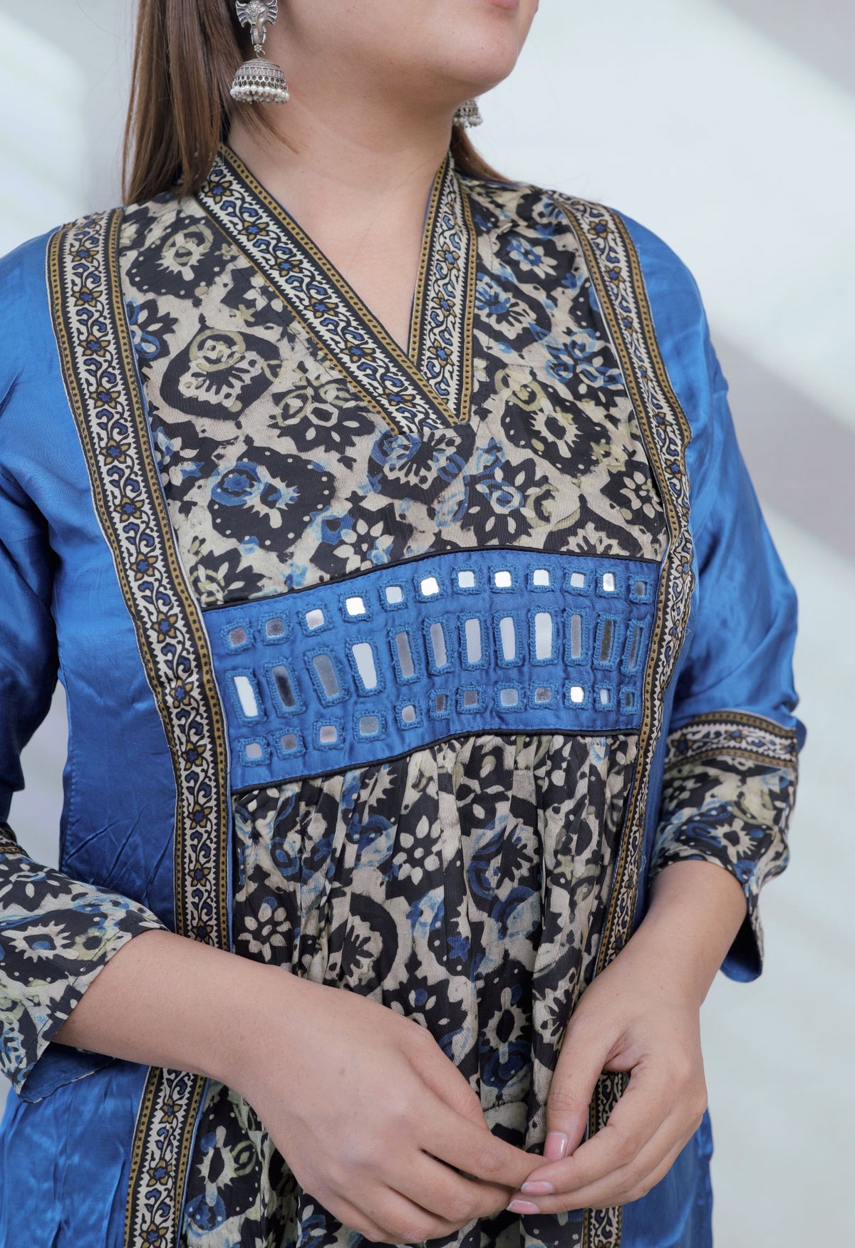 Ira Ajarakh Modal Silk Flap & Mirror Long  Kurti/One Piece