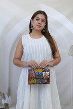 Ajarakh Patchwork Hut - The Leather Sling  bag