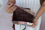 Ajarakh Patchwork Hut - The Leather Sling  bag