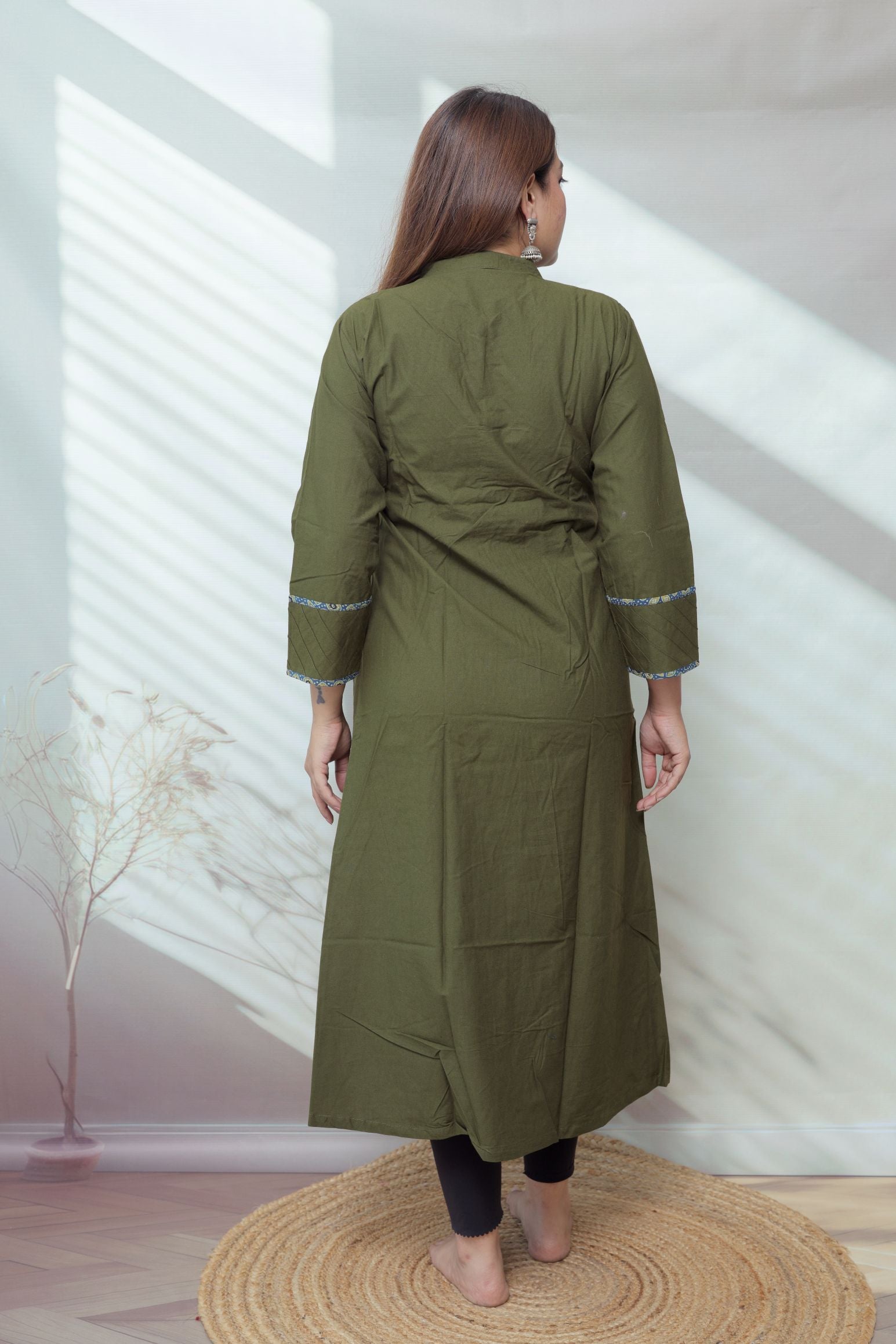 Reeva Ajarakh Plain Kutch Mirror Cotton Long Kurti/One Piece